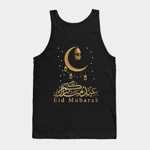 Eid Alfitr Mubarak Calligraphy Moon Arabic Tank Top by chouayb